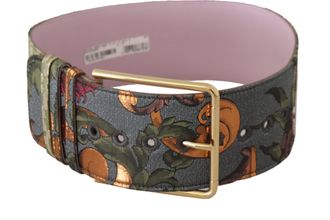 Dolce & Gabbana Multicolor Leren Geborduurde Gouden Metalen Gesp Riem