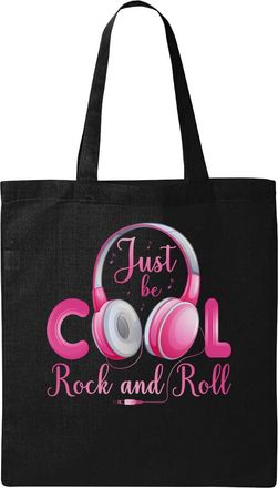 Generic Just Be Rock And Roll Natural Ecological Cotton Tote Bag Black