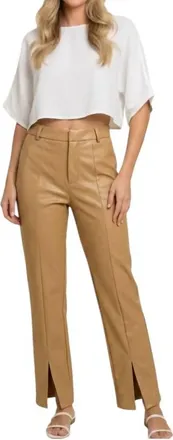 Entro Vegan Leather Pants In Beige