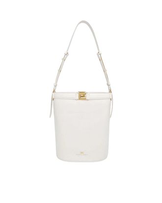 Elisabetta Franchi Structured Bucket Bag With Naplak Texture And Logo Detail