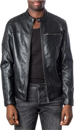 Jack & Jones Moto Jas Faux Leather - Heren - Zomerjassen - Zwart - S - Leer - Jassen