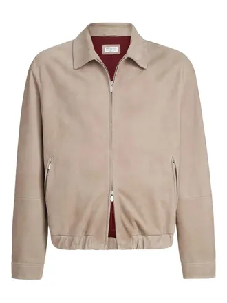 Brunello Cucinelli Vintage Leather Bomber Jacket