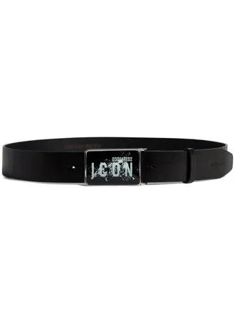 Dsquared2 Icon leather buckle belt - men - Zamak/Calf Leather - 110 - Black