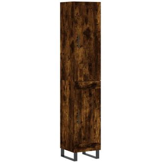vidaXL Vidaxl - Aparador De Madera Contrachapada Roble Ahumado 34,5x34x180 Cm