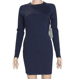A.L.C. Womens Stretch Ribbed Long Sleeve Mini Dress In Navy