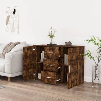 Berkfield Home Sideboard Smoked Oak 91x29.5x65 cm Engineered Wood in Brown