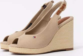 Tommy Hilfiger Womens Slingback Wedge Espadrille in Beige - Tan Cotton - Size UK 6.5
