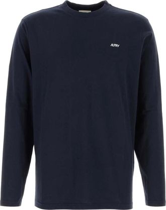Autry Donkerblauw Katoenen T-Shirt - Heren - Longsleeves - Blauw - M - Katoen - Tops