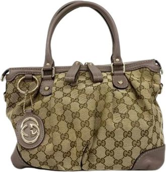 Gucci Pre-owned Handbags, female, Brown, Size: ONE SIZE Pre-owned Vintage Canvas Handbag