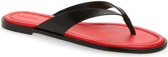 Reformation Jessie Flip Flop in Lobster Black Leather at Nordstrom, Size 10.5