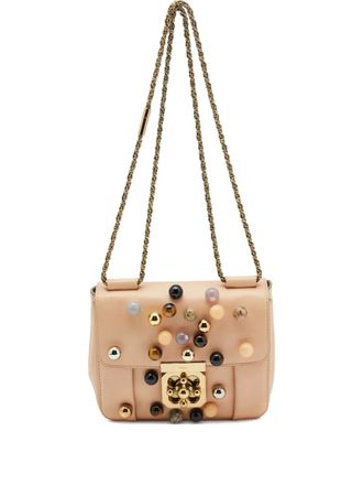 Chloé Elsie leather embellished shoulder bag - women - Leather/Leather - One Size - Orange