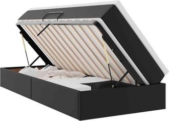 vidaXL Storage Bed with Mattress Black 90 x 200 cm Faux Leather vidaXL