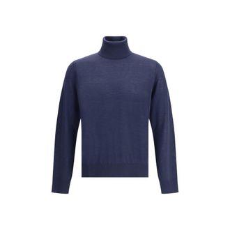 Dsquared2 Blue Fleece Wool Mens Turtleneck
