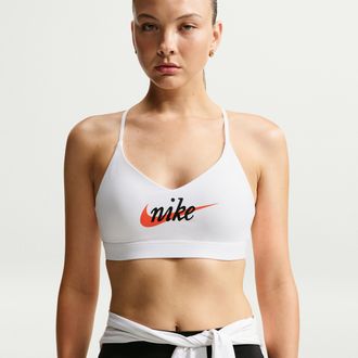 Nike Womens Indy Light-Support Padded Adjustable Sports Bra in White | IU1127-100