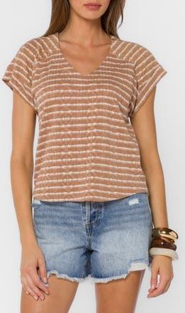 Velvet Heart Larena Striped T-Shirt in Coffee Stripe at Nordstrom Rack, Size X-Small