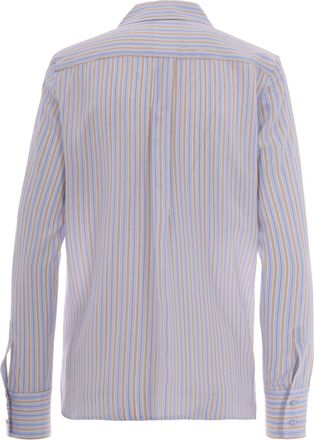 Max Mara Womens Shirt Righe Azzurra Sky Blue Silk
