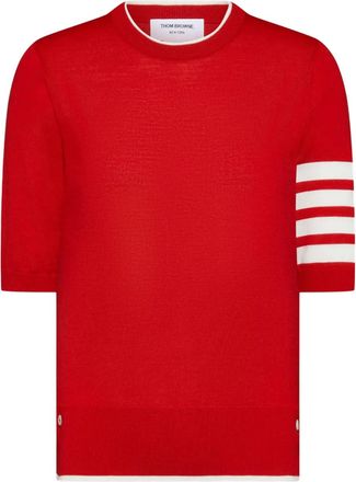 Thom Browne T-shirt con dettaglio a 4 righe - Rosso