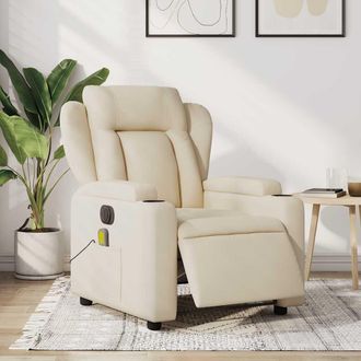 vidaXL Sill&oacute;n Reclinable De Masaje El&eacute;ctrico Tela Color Crema Vidaxl