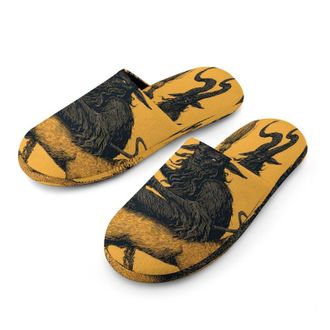 Generic Krampus on Cat Mens Cozy Memory Foam Slippers Warm Cotton House Shoes Comfy Slipper for Indoor Outdoor