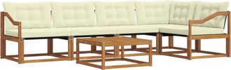 vidaXL Conjunto De Sof&aacute;s De Exterior 6 Uds. Natural Y Crema Vidaxl