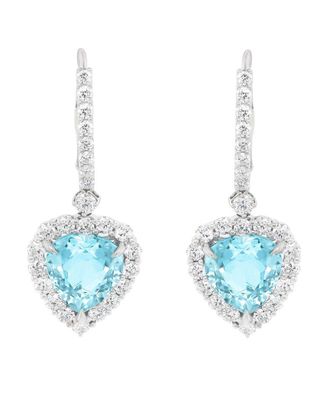Diana M. Jewels Fine Jewelry 18K 10.30 Ct. Tw. Diamond & Aquamarine Earrings