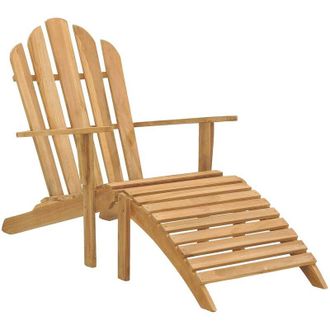 vidaXL Silla Adirondack Con Reposapi&eacute;s De Madera Maciza De Teca Vidaxl