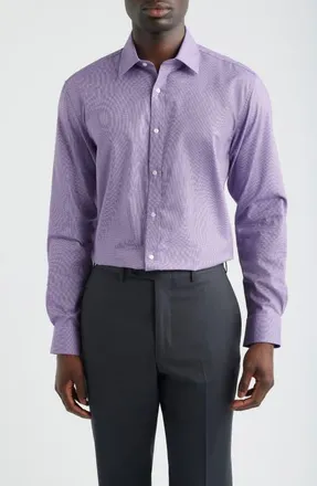 Daniel Hechter Modern Fit Purple Micropattern Cotton Dress Shirt at Nordstrom, Size 15.5