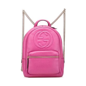 Gucci Pre-owned Backpacks, female, Pink, Size: ONE SIZE Pre-owned Leather Backpack with Chain Straps