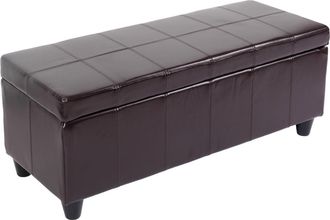Hhg Nunca Usado] Asiento De Banco Con Almacenamiento Kriens Cuero + Imitaci&oacute;n De Cuero 112x45x45cm Mvg-certificado, Marr&oacute;n