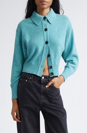 Proenza Schouler Rocia Cashmere Crop Cardigan in Teal at Nordstrom, Size X-Small