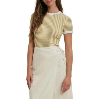 Favorite Daughter The Foundation Stripe T-Shirt in Golden White Strip at Nordstrom, Size X-Small