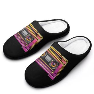 Generic 1977 Tape Cassette Womens Slippers Warm House Slippers Indoor House Shoes with Anti-Skid Rubber Sole