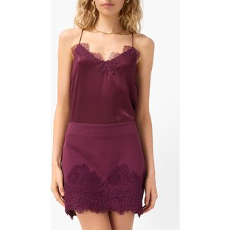 Cami NYC The Racer Lace Trim Silk Camisole in Blackberry at Nordstrom, Size X-Large