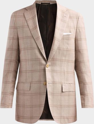 Kiton Men & apos;s Windowpane Plaid Single-Breasted Sport Coat