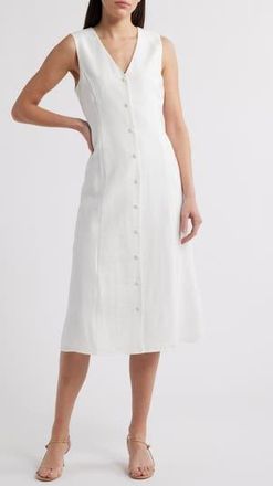 Charles Henry Button-Up Midi Dress in Ivory at Nordstrom Rack, Size Medium