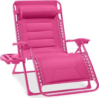 Best Choice Products Oversized Padded Zero Gravity Chair, Folding Outdoor Patio Recliner w/ Side Tray