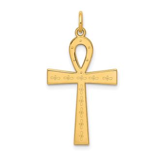 Diamond2Deal 14k Yellow Gold Laser Designed Ankh Cross Pendant