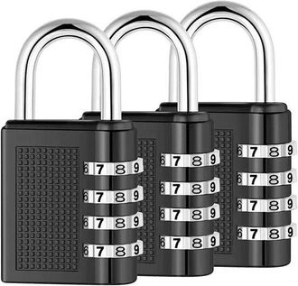 OEM 3 Lucchetti A Combinazione A 4 Cifre In Lega Di Zinco Per Bagagli, Sicurezza Esterna, Palestra, Porta - Neri