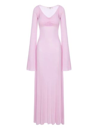 Manur&iacute; V-neck long-sleeve maxi dress - Pink