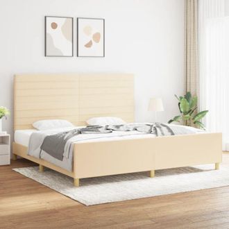 vidaXL Cama Sin Colch&oacute;n Tela Color Crema 200x200 Cm Vidaxl