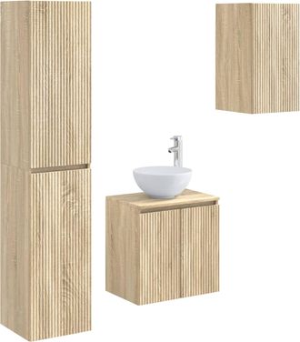 vidaXL Juego De Muebles De Ba&ntilde;o 3 Uds. Roble Sonoma 33 X 34,5 X 160 Cm Vidaxl