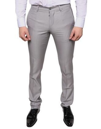 Dolce & Gabbana Mens Light Gray Wool Dress Pants Virgin Silk