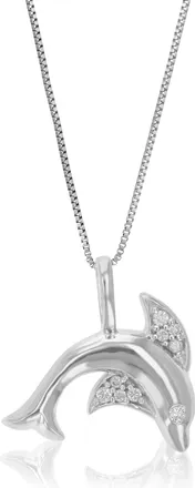 Vir Jewels 1/10 cttw Lab Grown Diamond Dolphin Pendant Necklace in Sterling Silver with Chain For Women