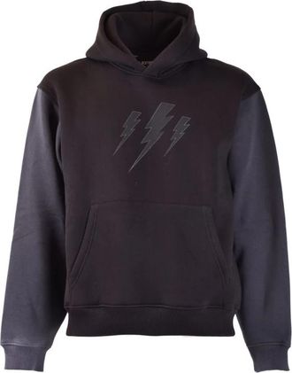 Neil Barrett Sweatshirt - Heren - Hoodies - Zwart - S - Katoen - Hoodies & sweatvesten
