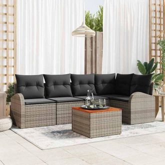 vidaXL Conjunto De Sof&aacute; De Jard&iacute;n 6 Pcs Gris Vidaxl