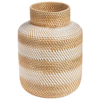 Beliani Beliani - Jarr&oacute;n De Rat&aacute;n Blanco Natural Beige 36 Cm Trenzado Accesorio Decorativo Renun