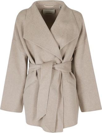 Isabel Marant Ceaton Jas - Dames - Jas met riem - Beige - 2XS - Wol - Jassen