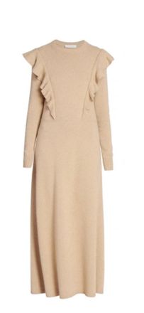 Chloé Ruffled Recycled Cashmere Midi dress Size M
