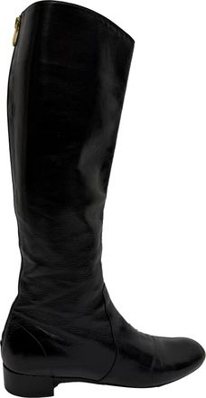 Prada Pre-owned Womens Zip-Up Knee-High Boots in Black Leather - Size EU 39