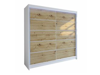 Mirjan24 Mobilier1 - Armario Closico 153, Blanco + Roble Artisan, 215x180x58cm, Puertas De Armario: Correderas, N&uacute;mero De Estantes: 0, Led